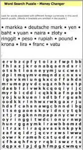 Currencies in Word Search