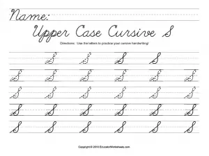 Cursive Letter S Worksheets