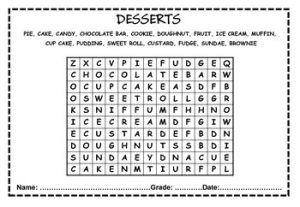 Desserts Making Word Search