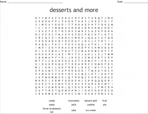Desserts Word Search