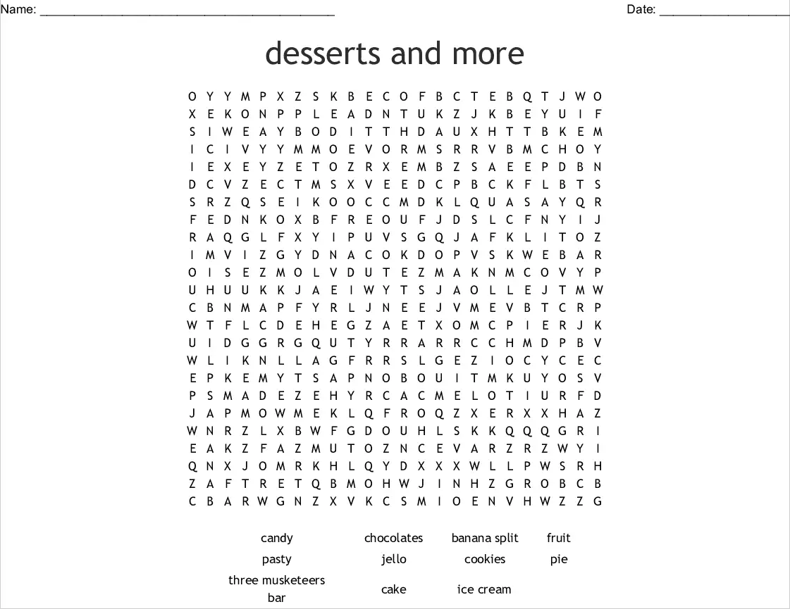 5 Delicious Desserts Word Search To Make You Hungry Kitty Baby Love