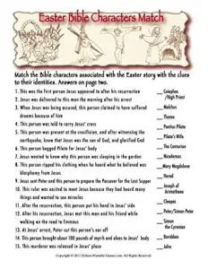 Easter Bible Trivia Questions Quiz Printable