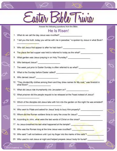 Easter Bible Trivia Questions
