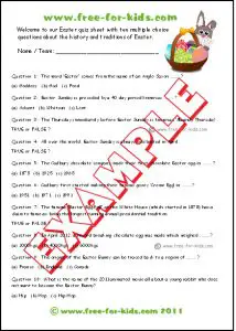 Easter Trivia Games Printable For Youth Preschoolers