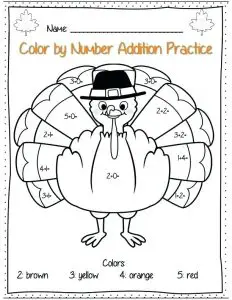 Easy Thanksgiving Color By Number