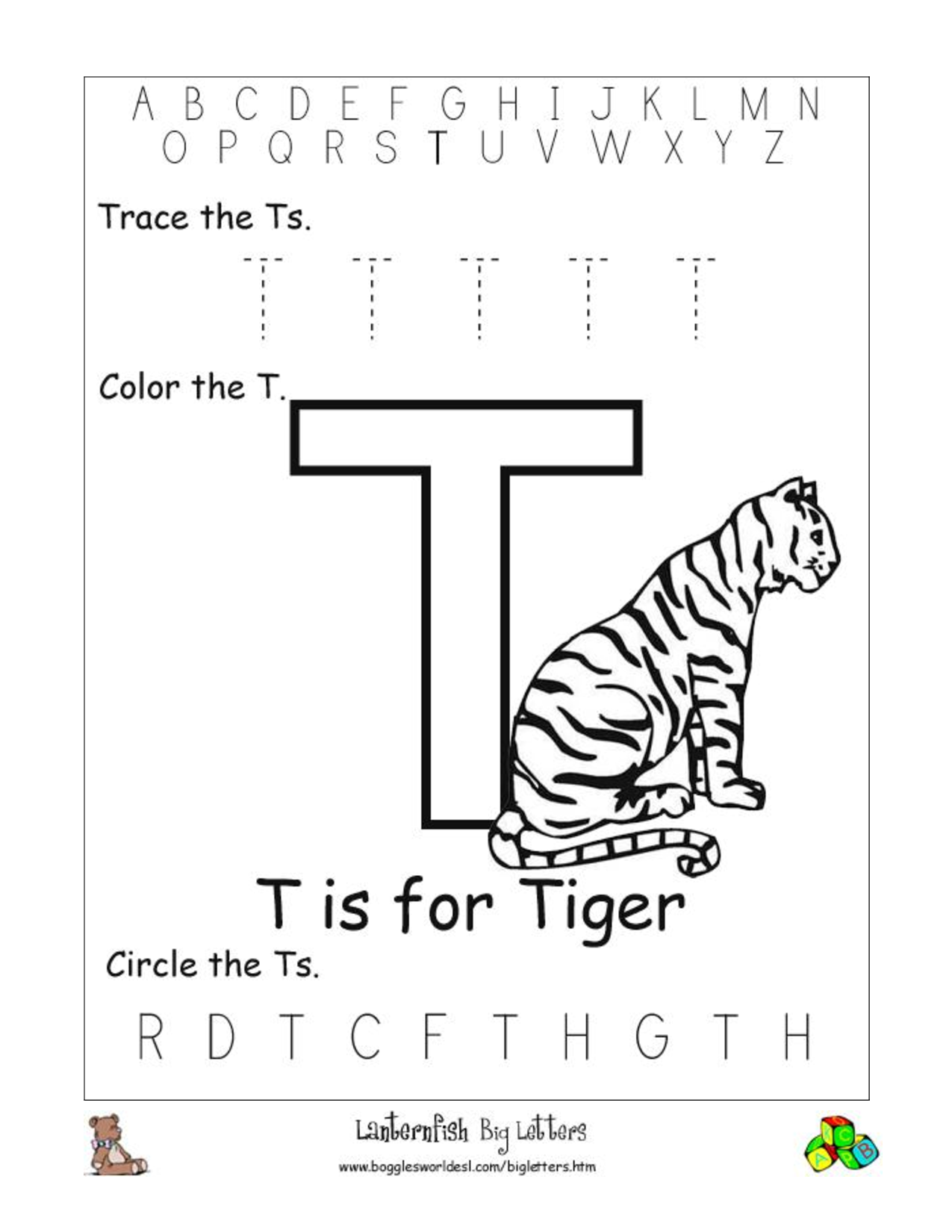 Preschool Worksheets Letter T