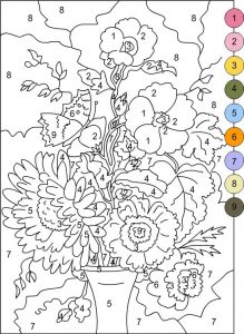 Flower Color By Number Worksheets