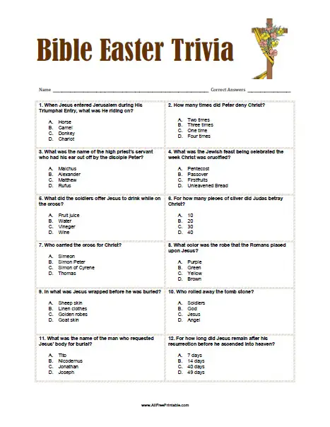 easter quiz for kids