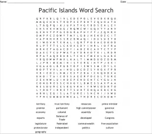 Islands in Pacific Word Search
