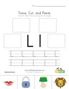 Letter L Cut and Paste Worksheet