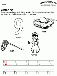 Letter N Beginning Sound Worksheet