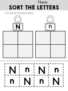 Letter N Cut and Paste Worksheet