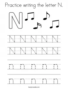 Letter N Handwriting Worksheet