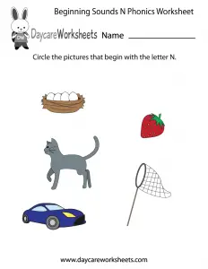 Letter N Phonics Worksheets