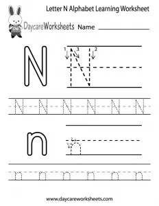 Letter N Worksheet