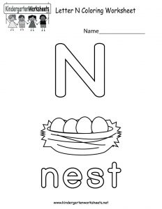 Letter N Worksheet for Toddlers