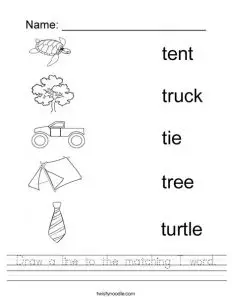Letter T Matching Worksheets