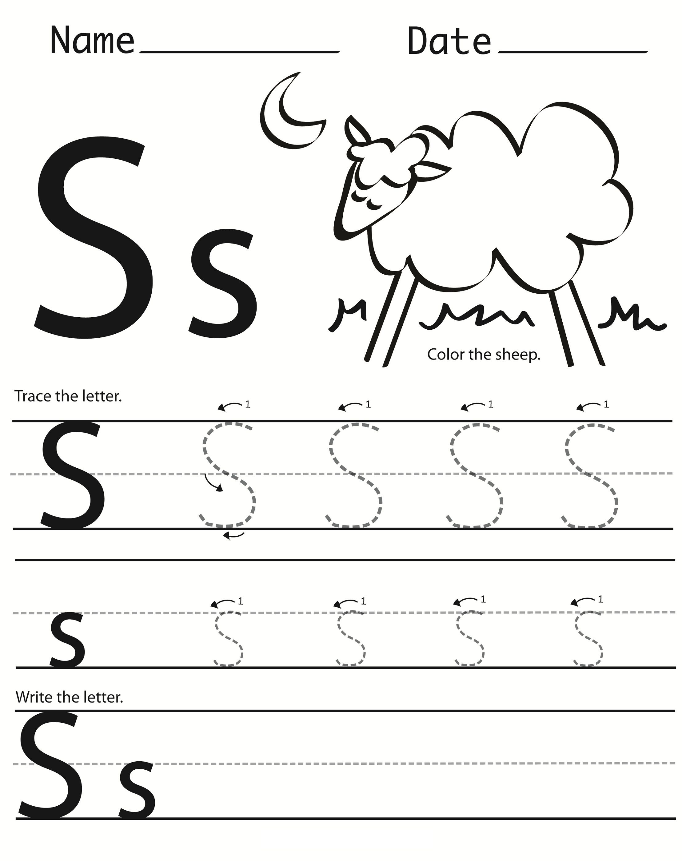 Letter S Preschool Worksheet