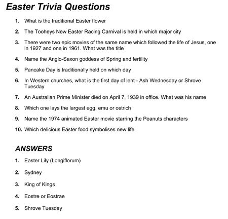 24 Fun Easter Trivia for You to Complete - Kitty Baby Love