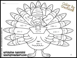 Thanksgiving Division Color by Number