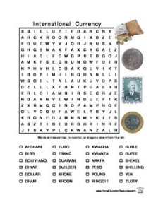 World Currencies Word Search Answers