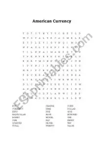 World Currencies Word Search with Answers