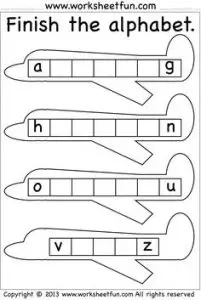 Alphabet with Missing Letters Printable Worksheets