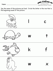Beginning Consonant Letter Sounds Worksheets Free for Kindergarten