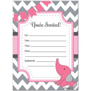 Chevron Elephant Baby Shower Invitations