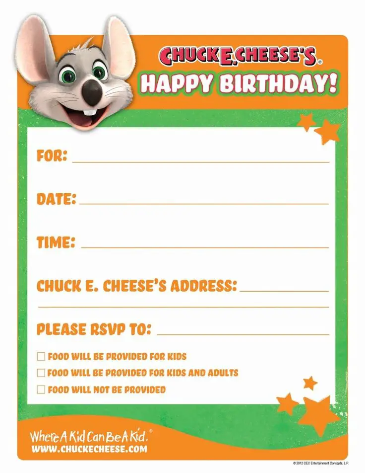 12 Rocking Chuck E Cheese Invitations Kitty Baby Love