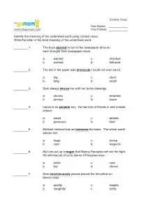 Context Clues Printable Worksheets 4th Grade