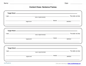 Context Clues Signal Words Meanings Worksheet