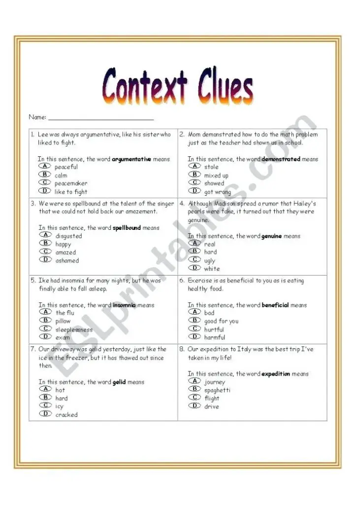 38 interesting context clues worksheets kittybabylovecom