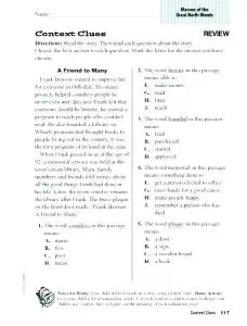 Context Clues Worksheets Multiple Choice