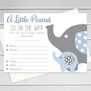 Elephant Theme Baby Shower Invitations