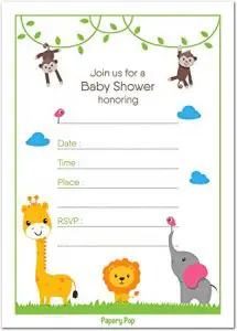 Elephant and Giraffe Baby Shower Invitations