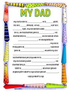 Father's Day Preschool Questionnaire