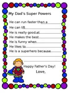 Father's Day Superhero Daddy Questionnaire