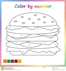 Food Color by Number Worksheets