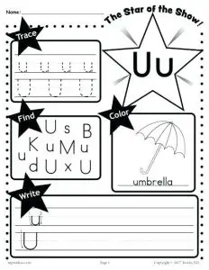 Free Kindergarten Letter U Worksheets
