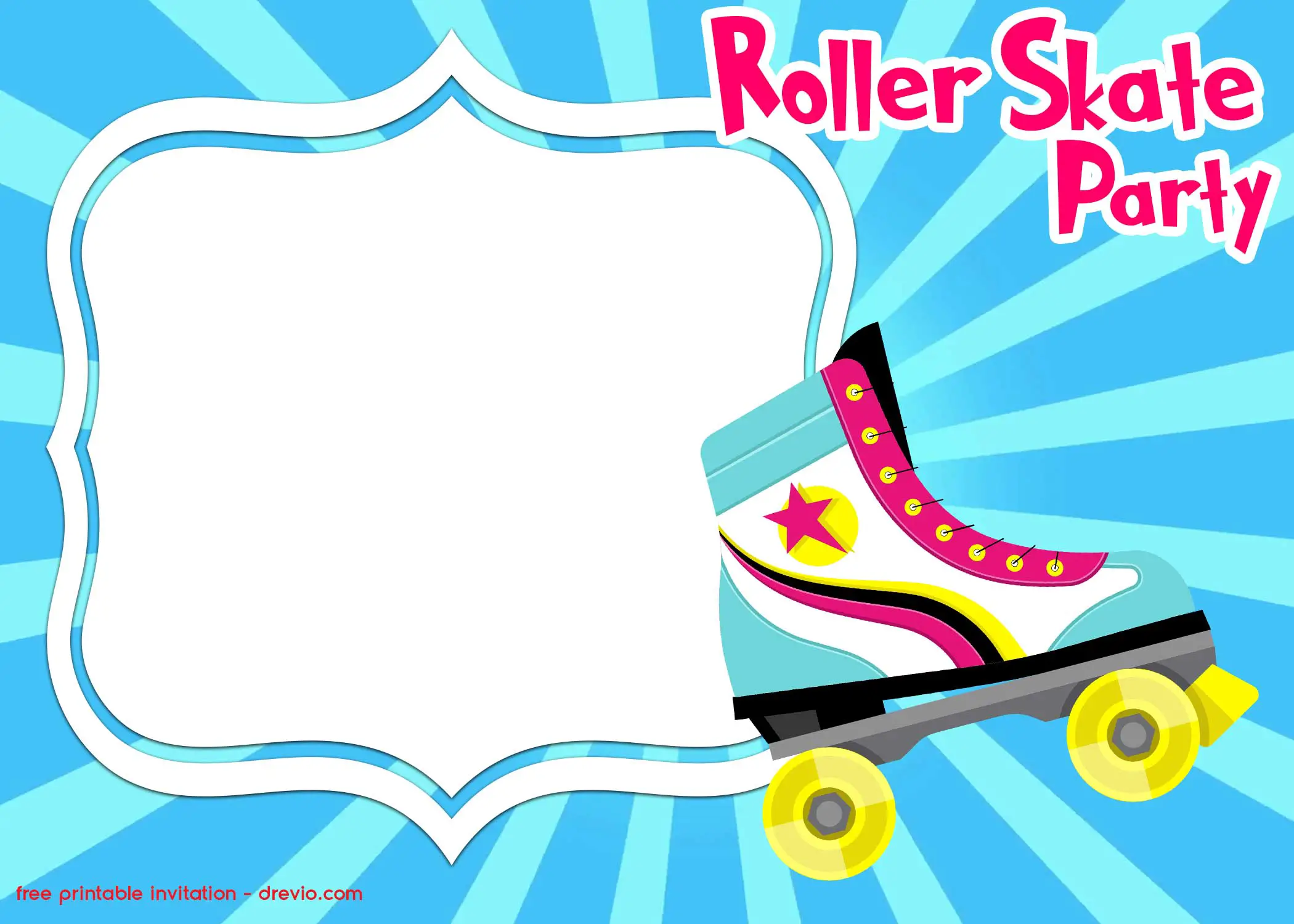 Free Printable Roller Skate Birthday Invitations