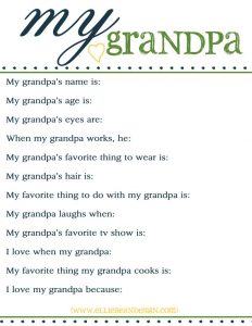 Grandfather Questionnaire for Father's Day