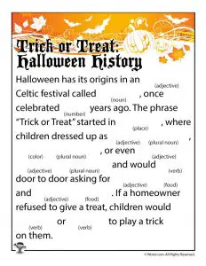 Halloween Mad Libs