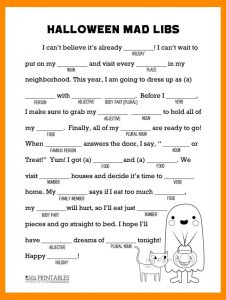 Halloween Mad Libs Worksheets