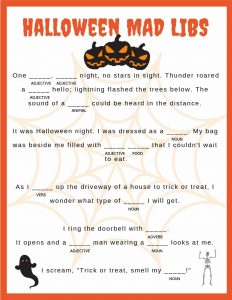 Halloween Mad Libs for 5th Graders