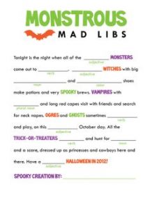 Halloween Mad Libs for High School Printable