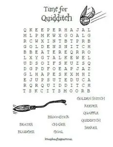 Harry Potter Quidditch Word Search