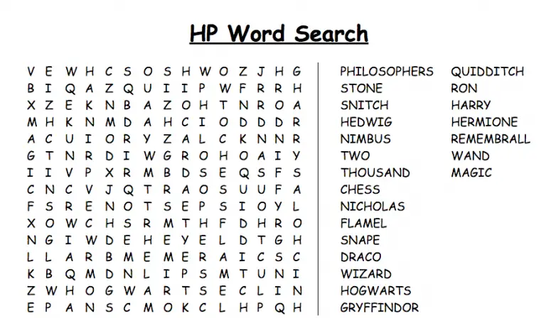 14 magical harry potter things word search printables kittybabylovecom