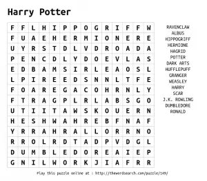 Harry Potter Word Searches to Print