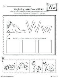 Letter W Cut and Paste Worksheets